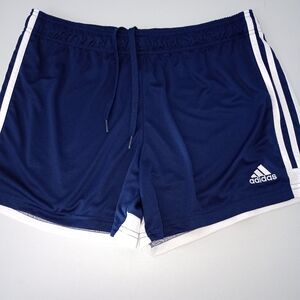 adidas Blue and White Athletic Shorts with Elastic Waistband